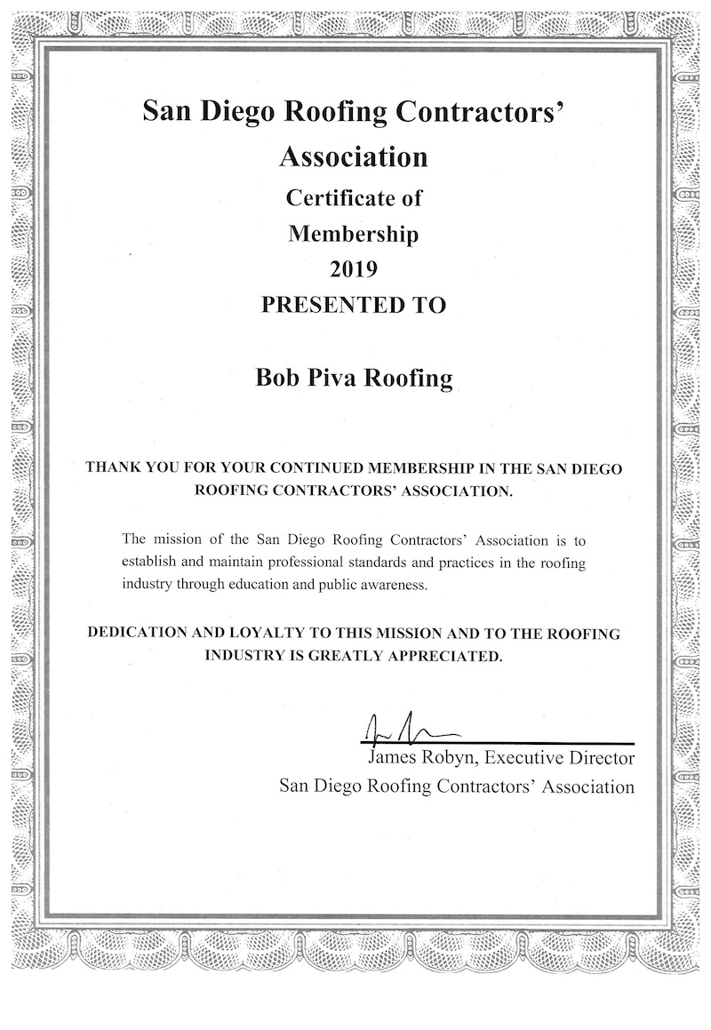 San Diego Roofing Contractors Association Membership
